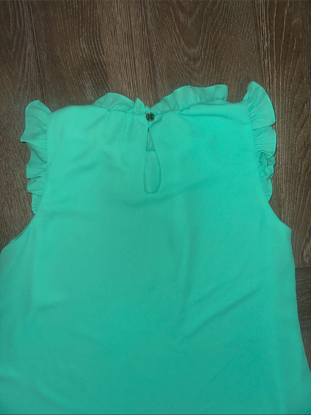 Lilly Pulitzer Teal Ruffle Neck Shift Dress XXS Preppy Resort Mini Dress - Picture 4 of 10